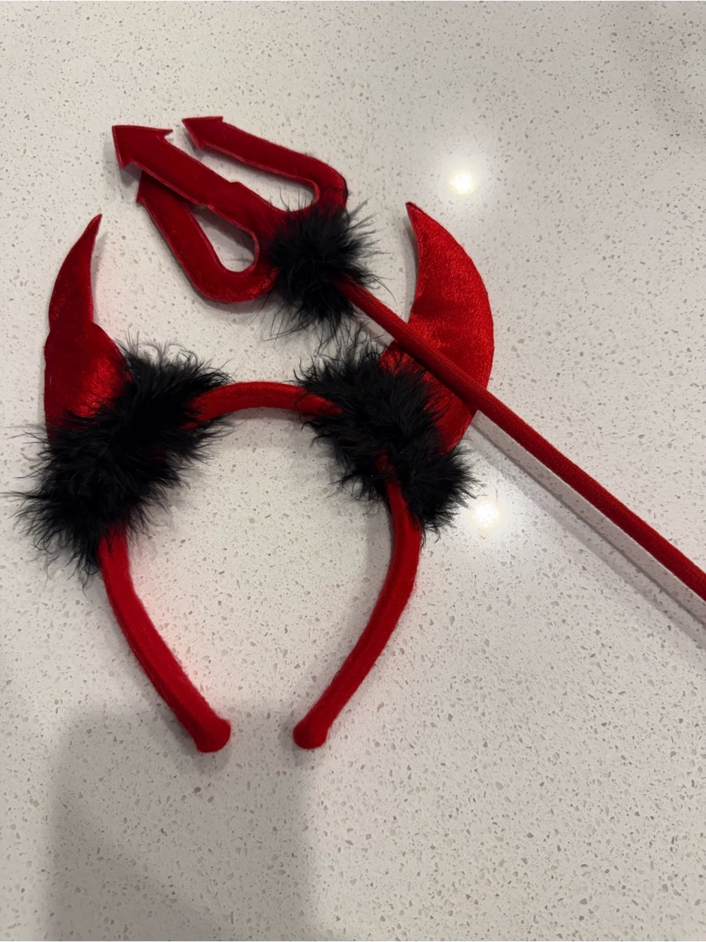 Red Devil Costume Headband and Trident Set